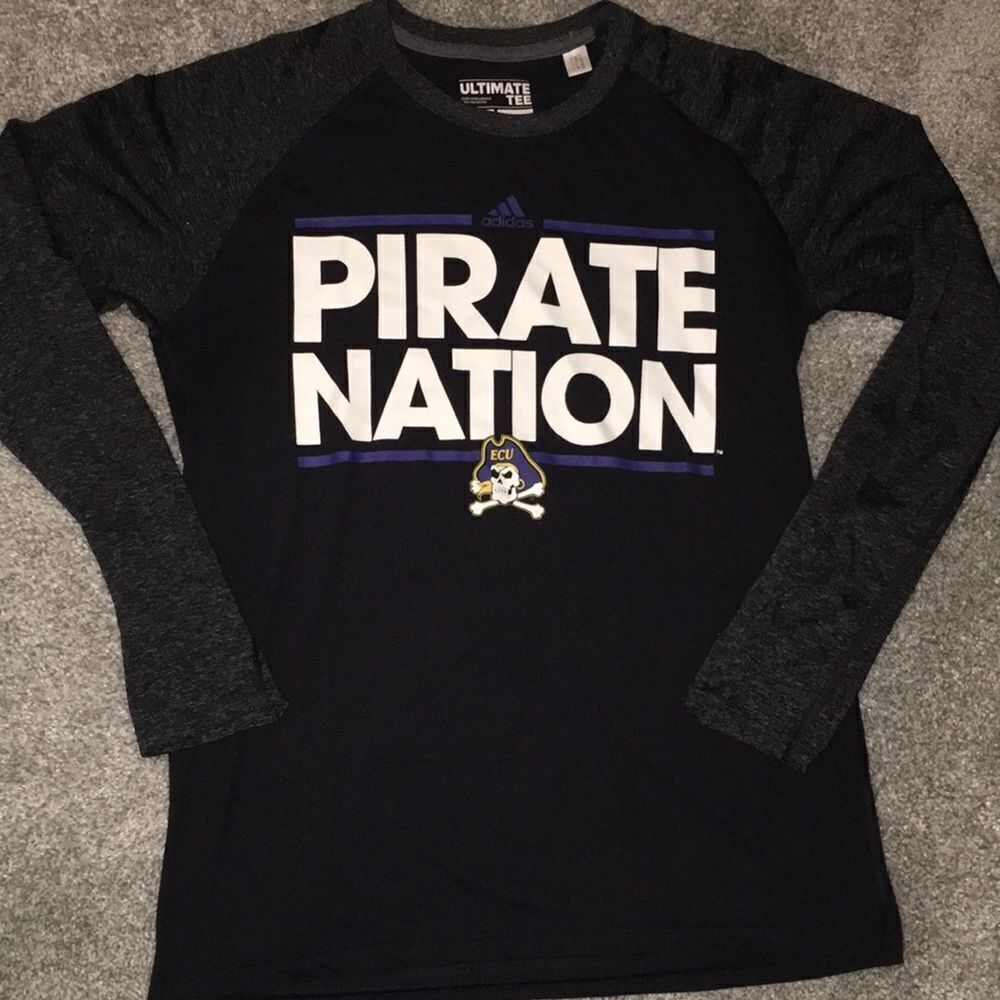 ECU East Carolina Pirates adidas Pirate nation LS T shirt MD black gray shirt M